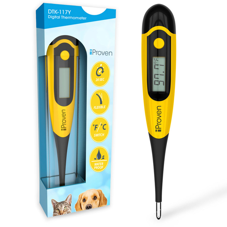 دماسنج حیوانات iProven DT-K117Y برای تشخیص دقیق تب – مناسب گربه و سگ – ضدآب 🌡️🐶🐱