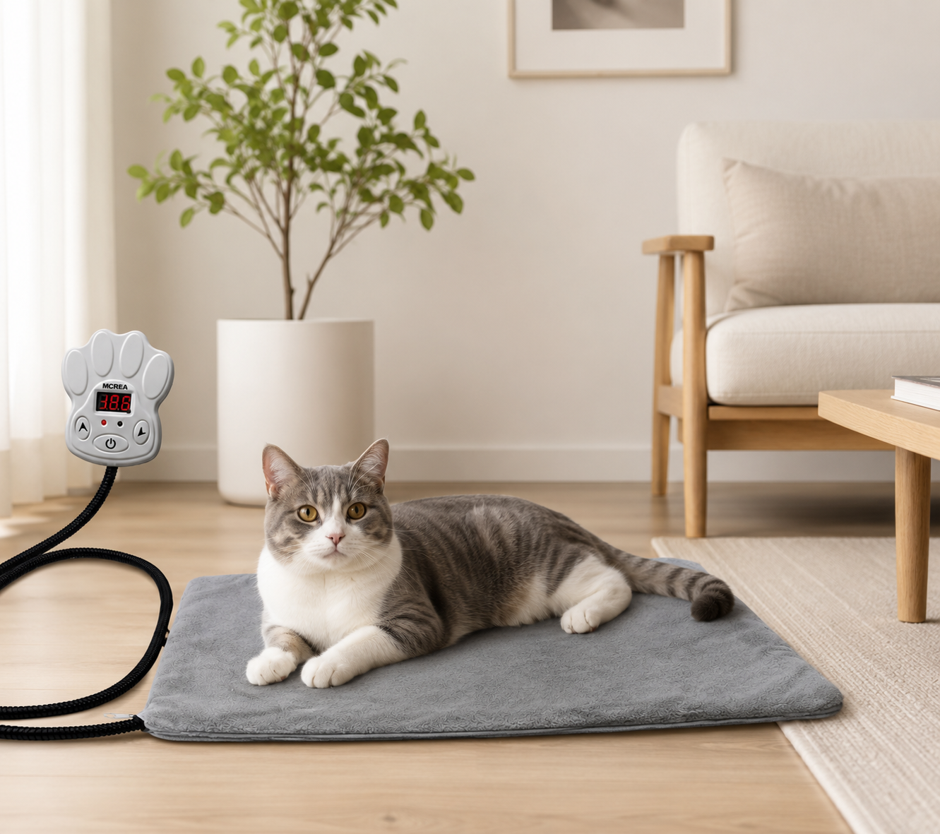 تشک گرمایشی گربه و سگ – برق DC 12V – ابعاد 30 × 40 سانتی‌متر – مناسب استفاده داخل و خارج از منزل – دمای ثابت خودکار، محافظت در برابر افزایش دما، ضدآب و دارای کنترلر ۷ سطحی(25 تا 55 درجه سانتیگراد)سایز 65 در 40 سانت