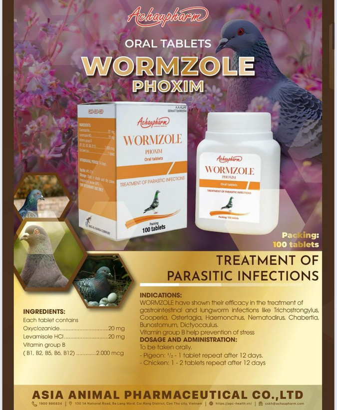 قرص ضد انگل پرندگان قرص ضد انگل پرندگان WORMZOLE PHOXIM (وارمزول فوکسیم) (وارمزول فوکسیم)