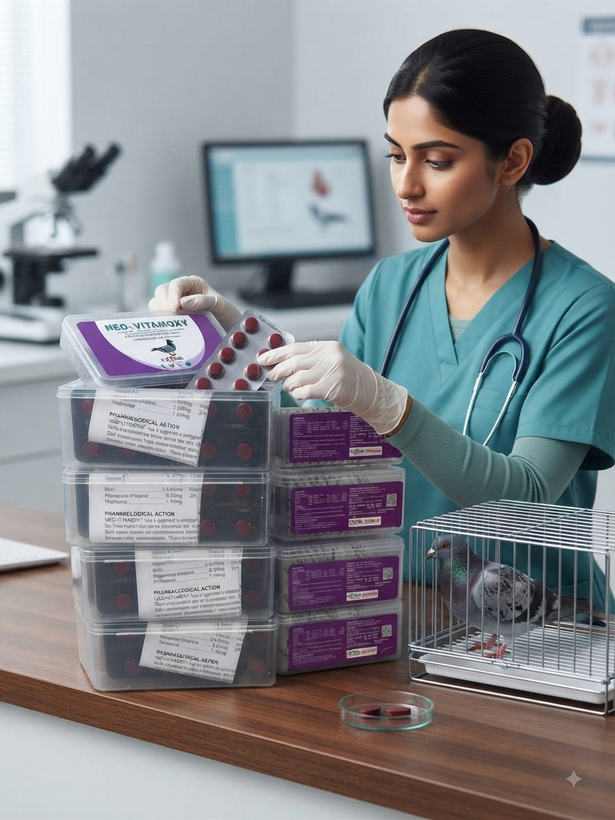 بسته بندی داروی دامپزشکی NEO-VITAMOXY (نئو-ویتاموکسی) - ۱۰۰ قرص