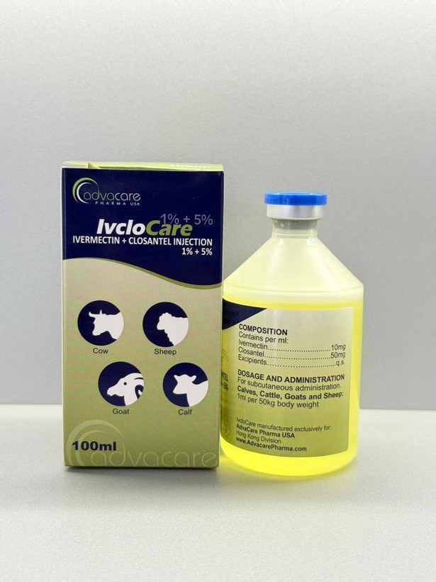 خرید تزریقی ایوکلوکر (IvcloCare) – ضد انگل فوققوی گاو و گوسفند (ایورمکتین + کلوزانتل)