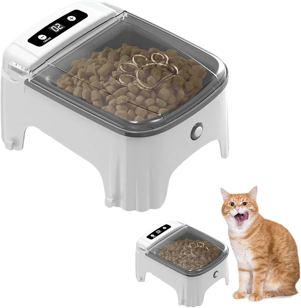Automatic Cat Feeder - Pet Feeder, Food Dispenser Pets with Timed Switch, Wet Food Pet Dispenser, Suitable for Cats and Dogs, Automatic Feeder with Infrared Induction (Grey)