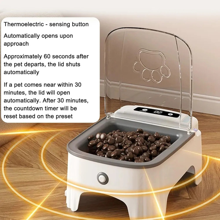 Automatic Cat Feeder - Pet Feeder, Food Dispenser Pets with Timed Switch, Wet Food Pet Dispenser, Suitable for Cats and Dogs, Automatic Feeder with Infrared Induction (Grey)
