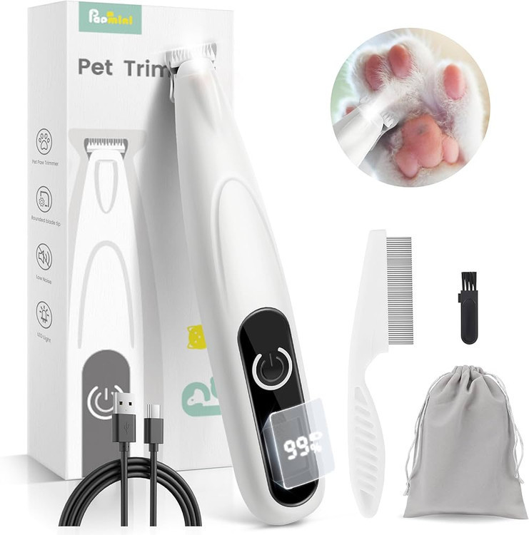 ماشین اصلاح پنجه سگ و گربه PAPMINI با نمایشگر LED، کمصدا 35dB، تیغه سرامیکی 20 میلیمتری و شارژ Type-C